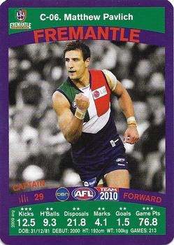 2010 Team Zone AFL Team - Captains #C-06 Matthew Pavlich Front